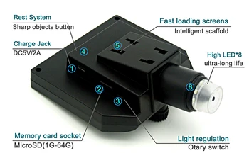 1-600x 3.6 MP USB Skaitmeninis Elektroninis Mikroskopas Nešiojamų 8 LED VGA Mikroskopas Su 4.3