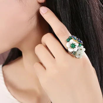 Kinijos palace stiliaus vintagebeautifulCloisonne žiedas mados reguliuojamas žiedo kostiumas Piršto plotis 5.5-7cm box pakuotė