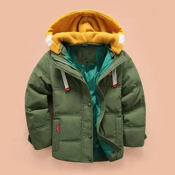 Vaikai Žemyn & Parkas 4-10T žiemos vaikai viršutiniai drabužiai berniukams atsitiktinis šiltas gobtuvu striukė berniukams, kieti berniukai šilti paltai 2020 m.