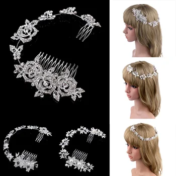 TREAZY Gražus Drugelis Rožių Gėlių Diamante Kristalų Imituoti Perlas Vestuvių Ilgų Plaukų Šukos Vestuvių Plaukų Papuošalai, Aksesuarai