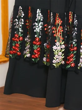 Siskakia Ilgomis Rankovėmis Suknelė Plius Dydis Juoda Nėrinių Aplikacija Kratinys Maxi Suknelės Elegantiškas Turkija, Arabų Musulmonų Tautinių Drabužių