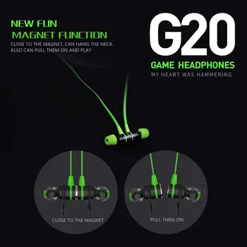 G20 Bass Hammerhead Žaidimų Ausinių Ausinės Stereo 3.5 mm Laidinio Magnetinės Ausinės Su Mic Dėl Telefono, KOMPIUTERIO, MP3 handfree mobiliųjų