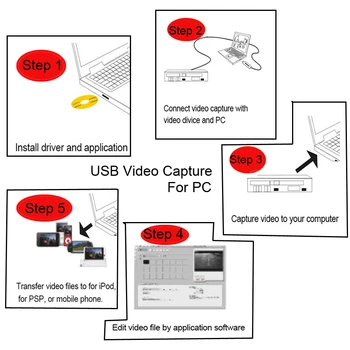 USB 2.0 USB2.0 Vaizdo Garso įrašymo Grabber Adapteris DVR DVD Grotuvas Analoginio į Skaitmeninį Formatą Windows10 Win7, win8 win10 XP