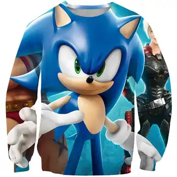 Sonic Berniukų drabužiai Cool Marškinėlius Rudens Anime ilgomis Rankovėmis mėlyna Sonic Mario Hoodies žaibo O-kaklo Vaikų Megztinis Viršūnės