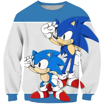 Sonic Berniukų drabužiai Cool Marškinėlius Rudens Anime ilgomis Rankovėmis mėlyna Sonic Mario Hoodies žaibo O-kaklo Vaikų Megztinis Viršūnės