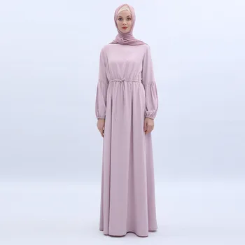 Musulmonų Šifono Maxi Dress Ilga Žibintų Rankovėmis Plius Dydis Abaja Ilgai Vientisos Spalvos Nėrinių Rūbeliai Tunika Artimųjų Rytų Ramadanas Arabų Islamo Mados Drabužių Kaftan