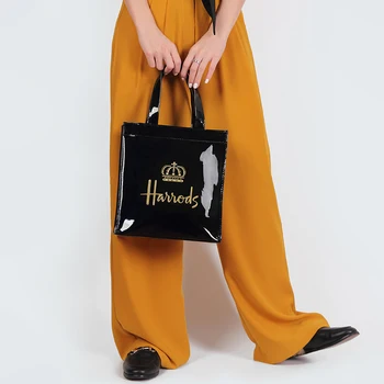 Londono Stiliaus PVC Daugkartinio naudojimo Pirkinių Krepšys Moterų Maišas Ekologinio Draugiškas Mažas Parašas Shopper Bag Neperšlampama Rankinė Pečių Maišą