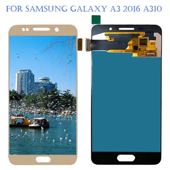 Aukso Samsung Galaxy A3 2016 orlaivį a310 Lcd Ekranas skaitmeninis keitiklis Touch Panel Stiklo Surinkimo Pakeitimo A310F A310H A310M