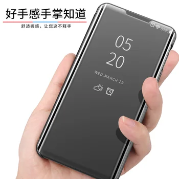 Aišku, vaizdo Veidrodis, Telefono dėklas, skirtas Samsung Galaxy S21 Ultra 5G PC+Odos Padengti Galaxy S21 S21Plus atsparus smūgiams Stovėti Knygos Vartymas
