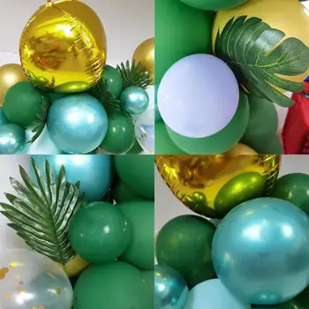Džiunglių tema šalies apdaila balionas grandinės nustatyti žalsvai mėlyna tamsiai žalia balionas miško Kalėdinė dekoracija 2021