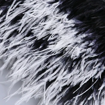 Aukštos kokybės dviejų stručių plunksnų apdailos juostelės Juoda Balta Stručio Plunksna Rasės Pakraštyje 13-15CM Šalis Suknelė Siuvimo Apdaila