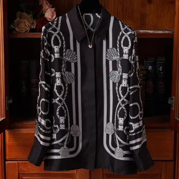 2020 m. Pavasarį, Rudenį Naujų Dizainerių Moterų Aukštos kokybės elegantiškas ilgas rankovėmis Marškinėliai Elegantiškos retro spausdinti Marškinėliai topai C152a