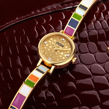 DOM moterų laikrodžiai prabangos prekės kvarco riešo laikrodžių mados atsitiktinis aukso nerūdijančio plieno stiliaus vandeniui Relogio Feminino G-1019