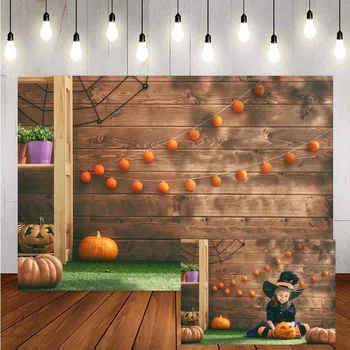 Laimingas Halloween Fotografijos Fonas Moliūgų Žibintų Medienos Vaikai Vaikų Šalis Foto Studija Fonas Foto Prop