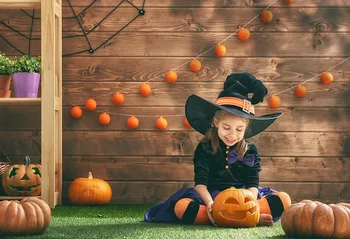 Laimingas Halloween Fotografijos Fonas Moliūgų Žibintų Medienos Vaikai Vaikų Šalis Foto Studija Fonas Foto Prop