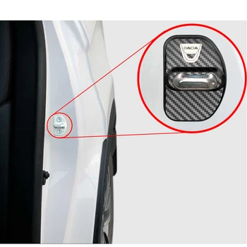 4pcs Automobilių Stilius Anglies pluošto modelio Auto Door Lock Cover Atveju Dacia Sandero MK2 Stepway Automobilių Apsaugos Sklendėmis Priedai