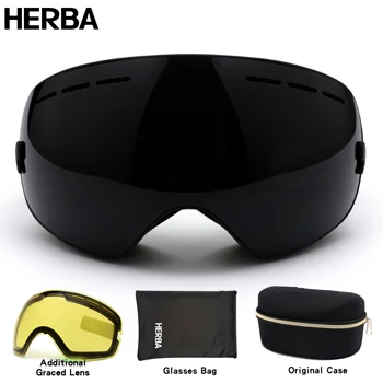 Naujas HERBA prekės slidinėjimo akiniai dvigubai UV400 anti-rūko didelis slidinėjimo kaukę, akinius, slidinėjimo, vyrų, moterų, sniego snieglentės akiniai HB3-3