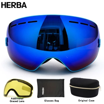 Naujas HERBA prekės slidinėjimo akiniai dvigubai UV400 anti-rūko didelis slidinėjimo kaukę, akinius, slidinėjimo, vyrų, moterų, sniego snieglentės akiniai HB3-3