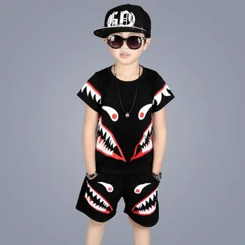 Nauja Vasaros Vaikų Berniukų Drabužiai Tinka T-Marškinėliai + Kelnės Hip-Hop Nustatyti Streetwear Kūdikių Tracksuit Vaikų Drabužių Rinkinius 4 6 8 1012 Metų