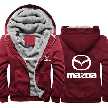 Hoodies Vyrų Mazda Automobilio Logotipas Spausdinti Striukė Vyrams Hoodies Žiemos Tirštėti Šiltu Vilnos, medvilnės Užtrauktukas Kamufliažas Raglan Mens Kailio Striukė