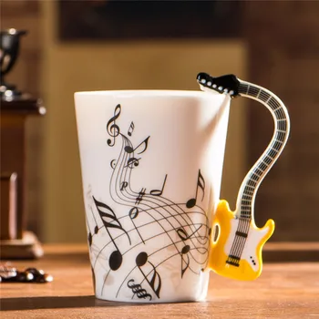 Naujas dizainas Gitara Keramikos puodelis,Asmenybės Muzikos Pastaba Kavos puodelis,Pienas, Sultys, Citrinų Puodeliai Kavos, Arbatos Puodelio,Mes galėtų paremti Dropship