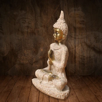 1 Vnt. Aukštos kokybės Budos Statula Pobūdžio Smiltainio Tailandas Budos Skulptūrų, Indų Fengshui Statulėlės Meditacija Mini Namų Dekoro