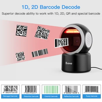 Eyoyo EY-3300 2D Darbalaukio Barcode Scanner 1D QR Barcode Reader Code11 Automatinė sistema MicroPDF417 Duomenų Matrica Platforma Skaitytuvas