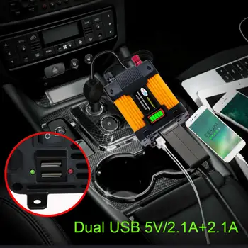Piko 4000W/6000W DC12V, kad AC110/220V Automobilių Perjungimo Keitiklio LED Ekranas, Dual USB Maitinimo Adapteris Keitiklis Įtampos Transformatorius