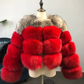 FURSARCAR 2020 Naujų Gamtinių Fox Fur Coat Moterų Žiemos Striukė Sveikos Odos Fox Fur Short Striukės Mados Aukso Kailio Outwear