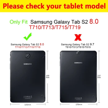 360 Sukasi Apversti PU Odinis dėklas, skirtas Samsung Galaxy Tab S2 8.0 colių Stovėti Padengti Tab S2 8.0 SM-T710 T715 T713 Atveju+Filmas+Rašiklis