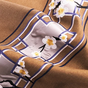 Kinijos gėlių siuvinėjimo audinys lino siuvinėjimo poliesterio audiniai, siuvimo cheongsam ir kimono vidaus apdaila
