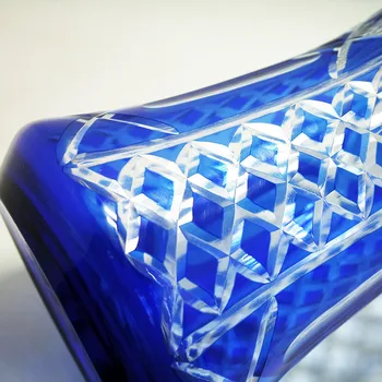 Čekijos Bohemijos Stiklo Elegantiškas Kobalto Mėlyna Supjaustyti, Išvalyti Kristalų Art Deco Gėlių Vaza