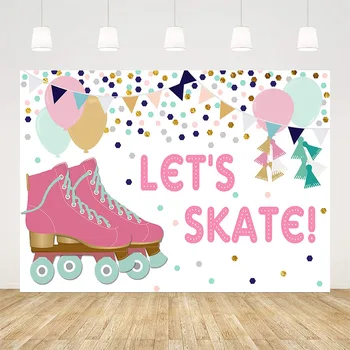 Avezano Pačiūžos Fotografijos Fone Rožinė animacinių fil Let ' s Skate Spalvingų Balionų Dekoracija Backdrops Foto Studija Photocall Prop