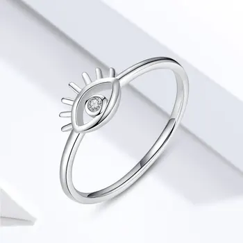 ELESHE Nekilnojamojo 925 Sterlingas Sidabro CZ Akių Piršto Žiedas Crystal Clear Paprasta Žiedus Moterims, Vestuvių, Sužadėtuvių Žiedai, Moterų Papuošalai