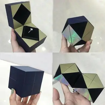 Dropship 1PC Rubiko Kubo Žiedas Lange Valentino Diena Magic Cube Papuošalai Pakuotės, Dėžutės stiliaus nustat. Siūlyti Santuoką Žiedas Dėžės