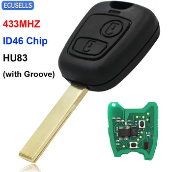 2 Mygtuką Nuotolinio Klavišą imobilizavimo Visą pilną Smart Automobilio Raktas su Elektronika ir ID46 Chip 433Mhz už Citroen HU83 Pūko Peilis