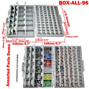 AideTek plastiko talpinimo organizatorius talpyklos SMT SMD dalys organizatorius paviršinio montavimo dėžutė Organizatorius skaidrų langelį 2BOXALL96