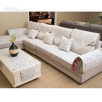 Vasaros, pavasario, pilka smėlio spalvos medvilnės juodi skalbiniai, kurių skerspjūvio sofos padengti Europos stiliaus dvigubo susiduria fundas de sofos, sofos apima SP5265