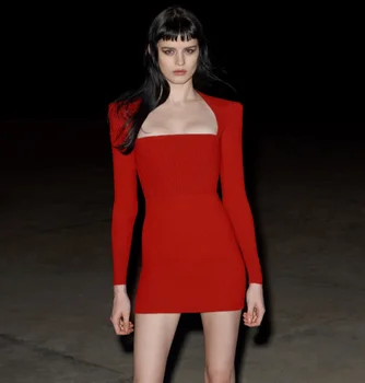 Plius Dydis XL, Moterų Žiemos Stilius Seksualus ilgomis Rankovėmis Raudona Užtrauktukas Bodycon Tvarstis Suknelė 2020 Elegantiškas Vakaras Šalis Suknelė Vestidos