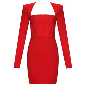 Plius Dydis XL, Moterų Žiemos Stilius Seksualus ilgomis Rankovėmis Raudona Užtrauktukas Bodycon Tvarstis Suknelė 2020 Elegantiškas Vakaras Šalis Suknelė Vestidos
