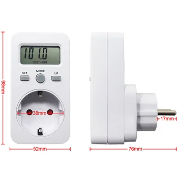 ES Prijunkite Skaitmeninį Wattmeter Energijos Skaitiklis LCD Ekranas Galia Stebėti Matuoklis, Elektros Bandymo Matavimo Lizdas