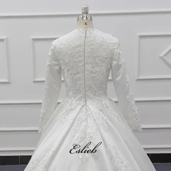 Eslieb Elegantiškas 2020 M. Naujo Dizaino Musulmonų Vestuvių Suknelė Su Nėrinių appliques linijos ilgomis rankovėmis vestuvių suknelės Vestido de Noiva