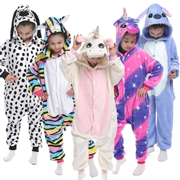 Vaikai kigurumi Flanelė Pižama Gyvūnų Pegasus Vienaragis Pižamos Berniukams, Mergaitėms Žiemos Vaikai Sleepwear Onesie darbo drabužiai