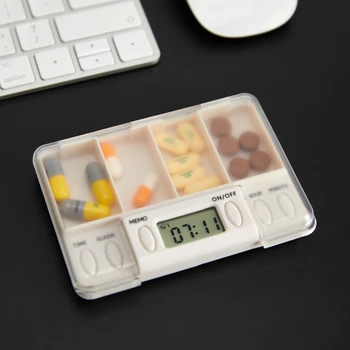 4 Tinklelis Protingas Plastiko Tablečių Dėžutė Elektroninių Laikas Priminimas Medicina Dėžės, Žadintuvas, Laikmatis Tabletes Stalas Organizatorius Talpykla